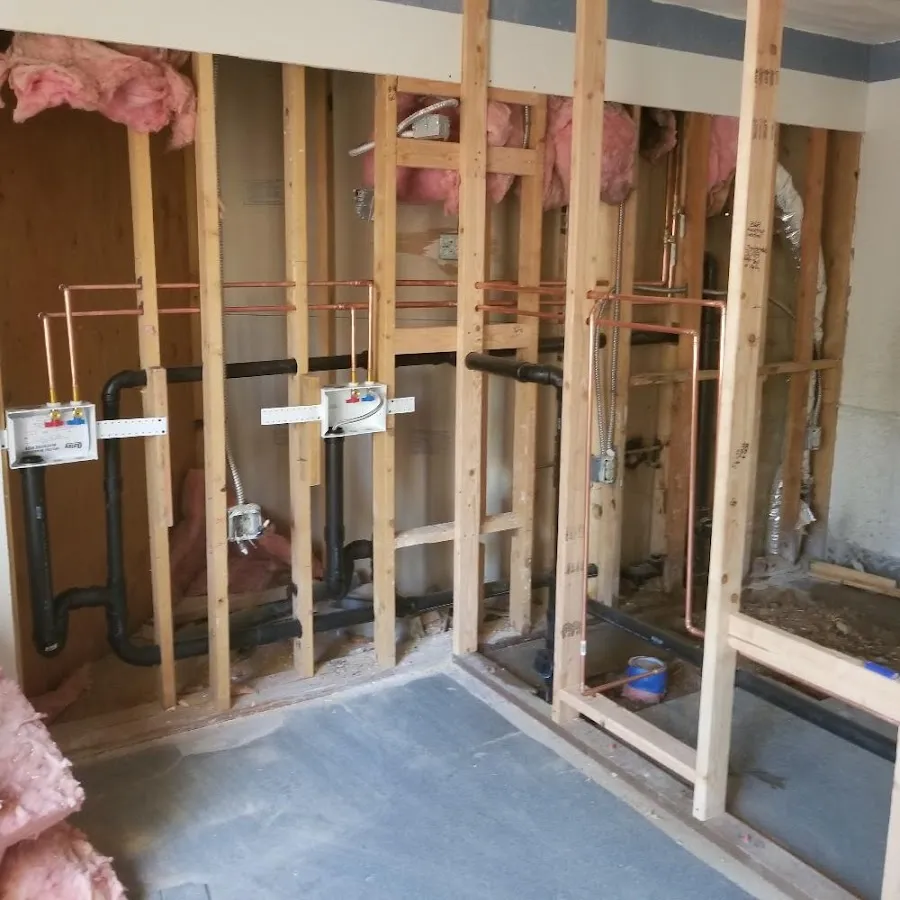 Copper pipe rough-in and plumbing installation in North Providence